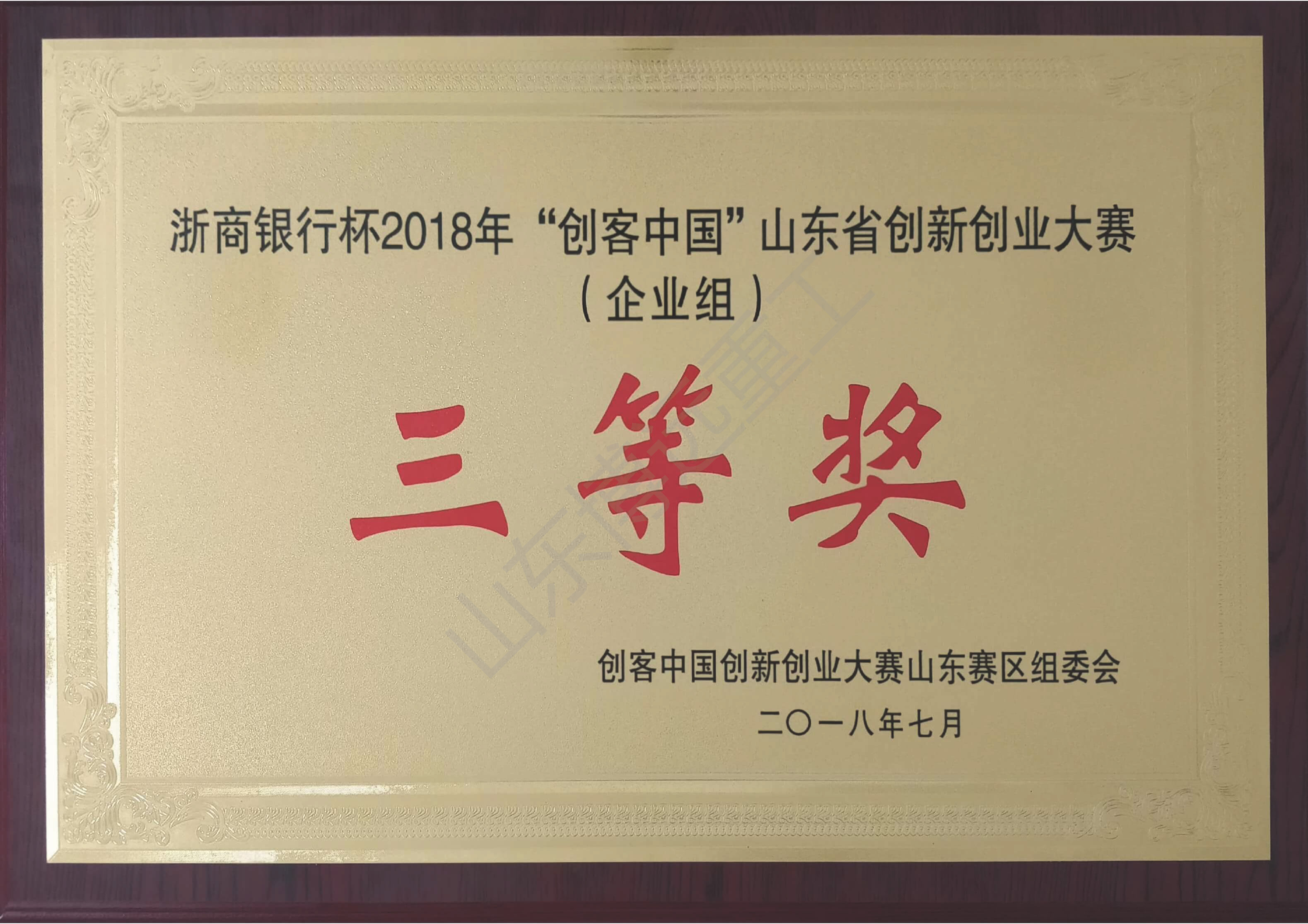 山東省創新創業大賽三等獎